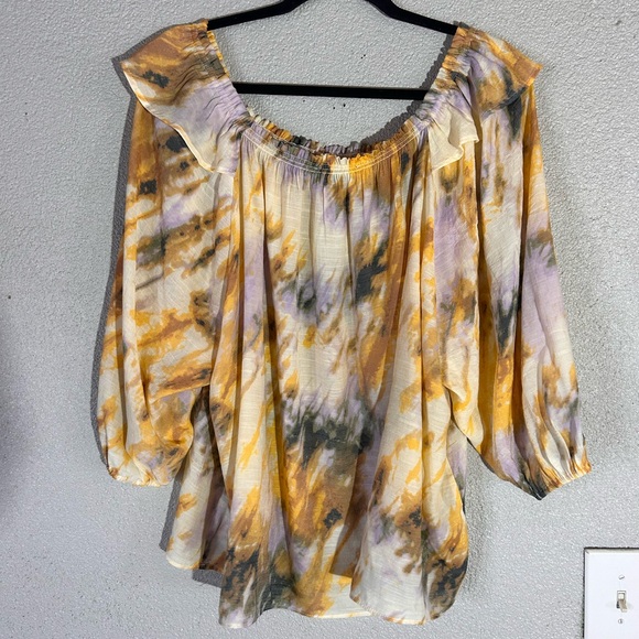 Nwot Zac and Rachel watercolor off the shoulder top size 2x - Picture 4 of 9